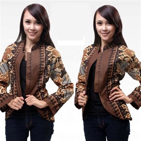 Model Baju Batik Kantor Kombinasi Polos Terkini Model Baju Batik