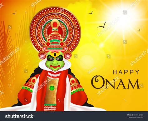 Beautiful Kathakali Dancer On Shiny Wallpaper Stock Vector Royalty