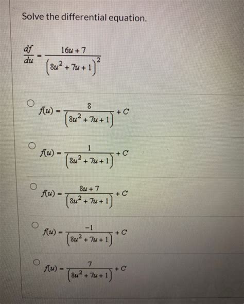 Solved Solve The Differential Equation 164 7 2 8u 8 Chegg