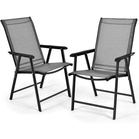 RELAX4LIFE Lot De 2 Chaise De Jardin Pliante Avec Dossier Accoudoirs