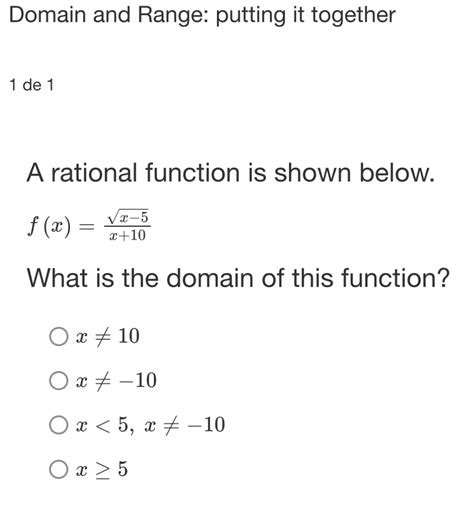 Solved Domain And Range Putting It Together 1 De 1 A Rational