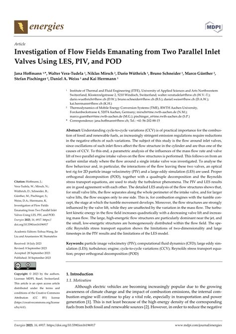 Pdf Investigation Of Flow Fields Emanating From Two Parallel Inlet