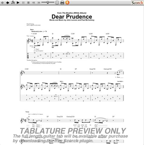 beatles dear prudence guitar tab  guitar tab