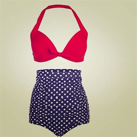 Vintage High Waste Polka Dot Bikini High Waist Bikini Swimsuit