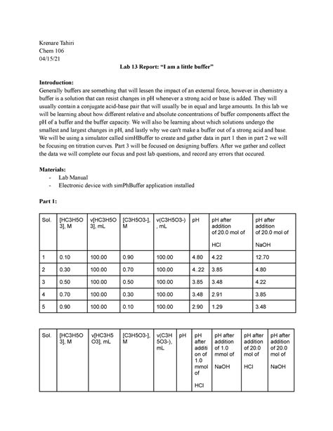 Lab 13 Report Lab 13 Krenare Tahiri Chem 106 0415 Lab 13 Report