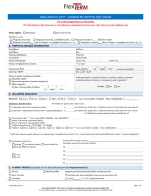 Fillable Online Infonet Assumption Data Collection Form Complete This