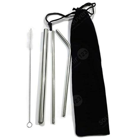 Jual Premium Sedotan Stainless Set 4 1 Pouch Stainless Steel Besi Metal Straw Reusable Food