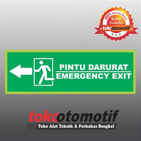 Jual Sticker Safety Sign K3 Tanda Arah Pintu Darurat Emergency Exit