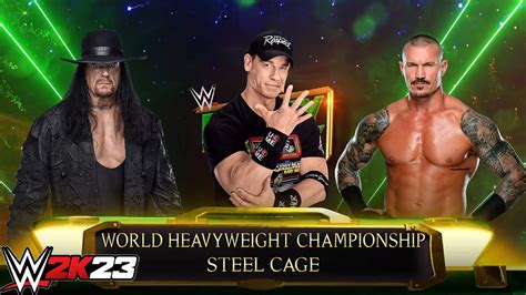 WWE 2K23 John Cena Vs Undertaker Vs Randy Orton Steel Cage Double