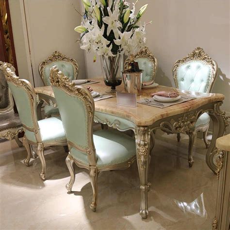 European Style Marble Dining Table 16 18 Meters Solid Wood