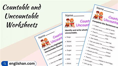 Countable And Uncountable Nouns Worksheets With Answers • Englishan