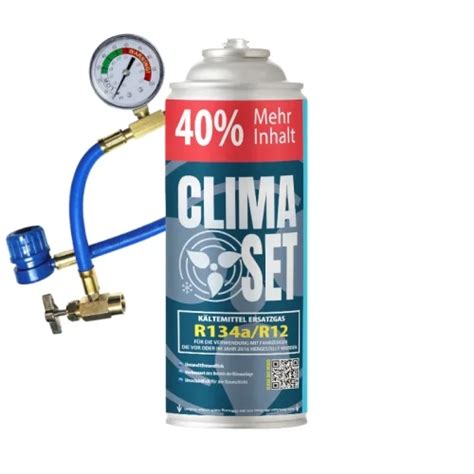 ClimaSet Kältemittel R134a R12 Ersatzgas Füllschlauch mit Manometer