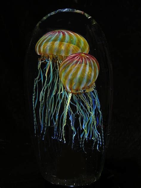 Double Passion Jellyfish Glass Art By R Satava Glass Ceramic Ceramic