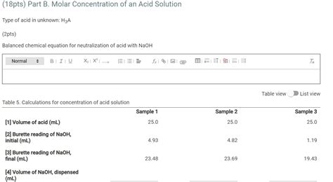 Solved Data And Report Submission Volumetric Analysis Chegg