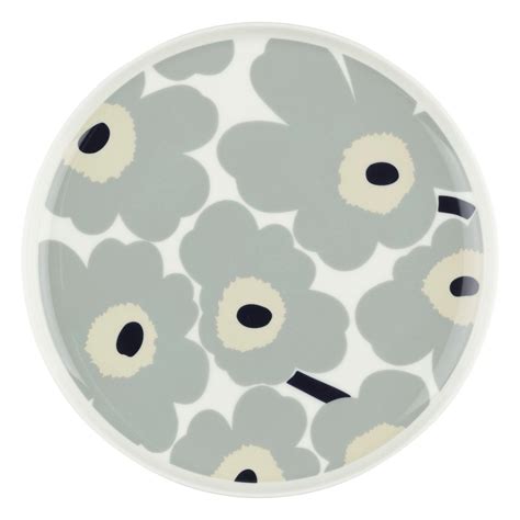 Marimekko Oiva Unikko Lautanen 25 Cm Valk V Harmaa Hiekka T