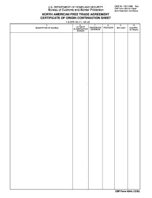 Fillable Online Nafta Certificate Of Origin Bcontinuation Sheetb