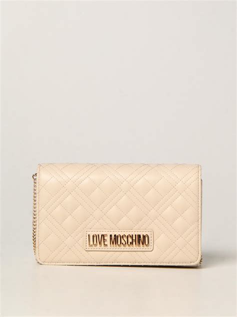 Love Moschino Borsa A Tracolla In Nappa Sintetica Trapuntata Beige