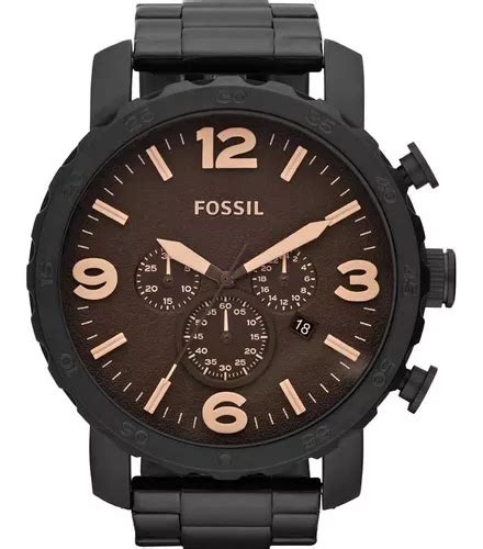 Reloj Nate Fossil Para Hombre JR1356 4mn Color De La Correa Negro