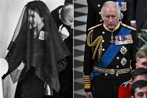 Side By Side Of Queen Elizabeth At Dad S Funeral King Charles At Mom S