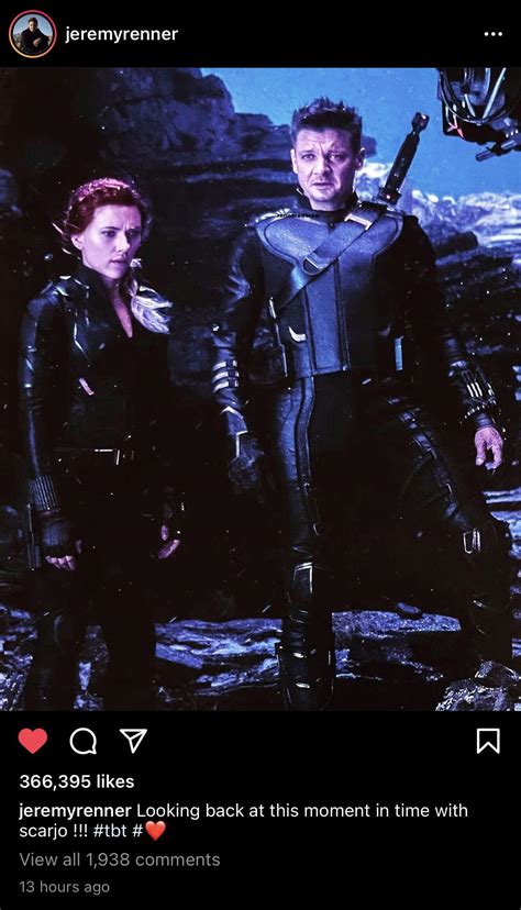 Avengers: Endgame: Jeremy Renner Shares Photo From Emotional Scarlett