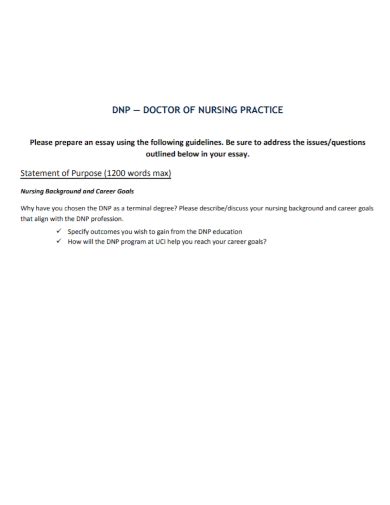 Free 10 Nursing Statement Of Purpose Samples School Home Agency