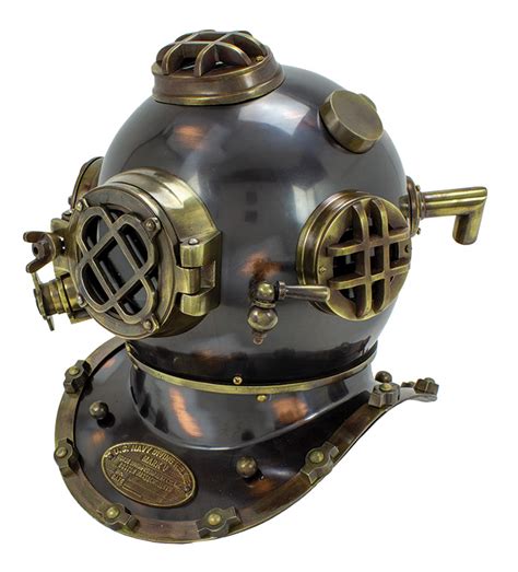 17 Full Size Aluminum Mark V Dive Helmet W Gray Antique Brass Finish