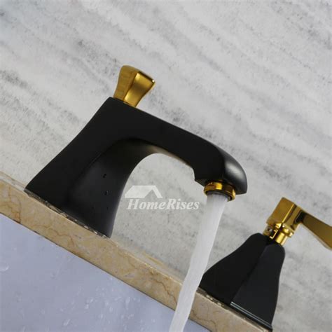 Black Bathroom Faucets Widespread Brushed Brass 3 Hole Vintage