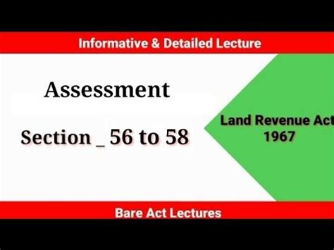 Section 56 To 58 Land Revenue Act 1967 Assessment Land Revenue Act