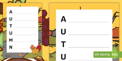 Autumn Acrostic Poem Template - KS1 - English Resources