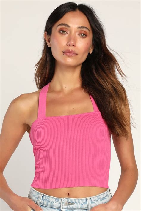 Bright Pink Tank Top Lace Up Tank Top Sweater Tank Top Lulus