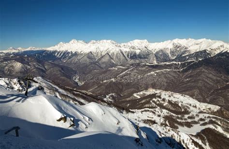 Krasnaya Polyana Da Altura Das Montanhas E Das Nuvens Paisagem Do