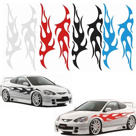 2pcs flame stickers graphic decal large flaming body marine boat car ...