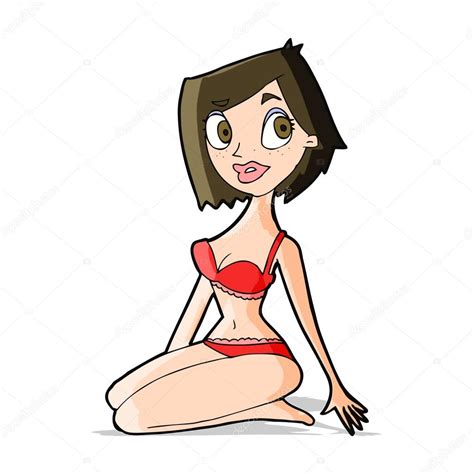 Mujer Bonita Caricatura En Ropa Interior Vector De Stock