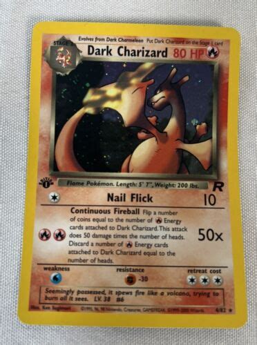 2000 Pokemon Dark Charizard Holo Rare 1st Edition 4 82 Team Rocket MP