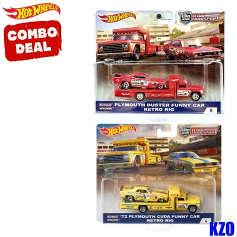 Hot Wheels Team Transport 72 Plymouth Cuda Funny Car Plymouth Duster Funny Car Snake Mongoose