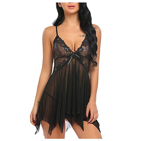 Yanhoo Lingerie Sets For Women Sexy Deep V Neck Lace Lingerie Dress