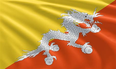 Premium Photo Close Up Waving Flag Of Bhutan Flag Symbols Of Bhutan