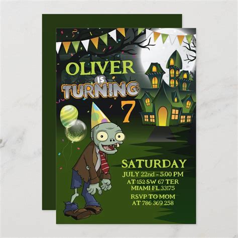 Zombie Birthday Party Invitation Zazzle Zombie Birthday Zombie