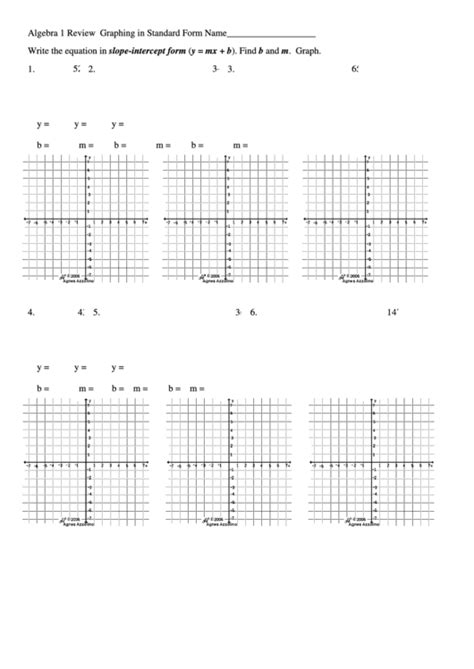 Graphing In Standard Form printable pdf download