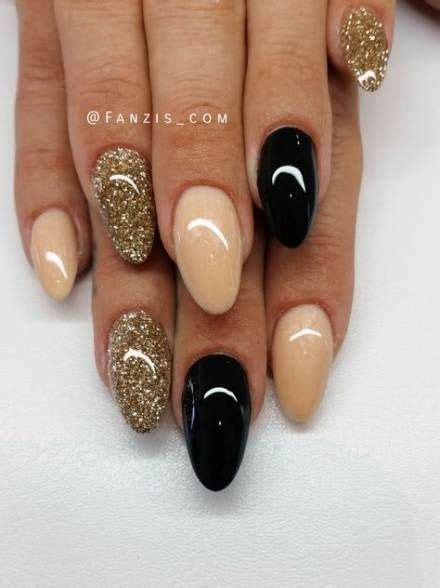 Nails Black And Gold Almond Shape 35 Super Ideas Gold Nails Trendy