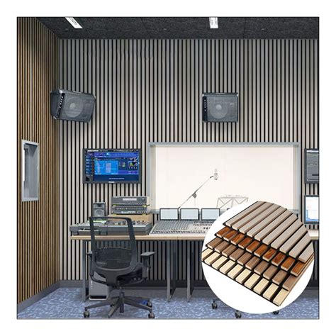 insulation sound akupanel walnut wood veneer wooden slat  adhesive