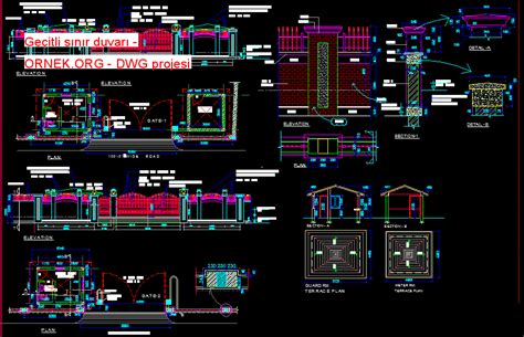 Geçitli sınır duvarı dwg projesi Autocad Projeler