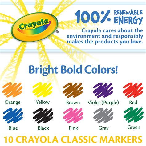 Crayola 10 Count Fine Line Colored Thin Markers Classic Colors Back To School Supplies