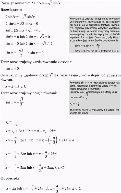 Równania i nierówności trygonometryczne Matematyka Opracowania pl