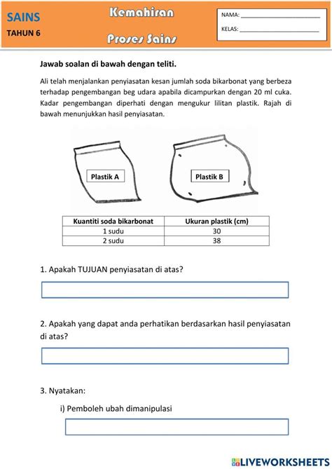 kemahiran proses sains  rapani  worksheets