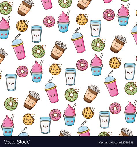 Kawaii Fast Food Royalty Free Vector Image Vectorstock