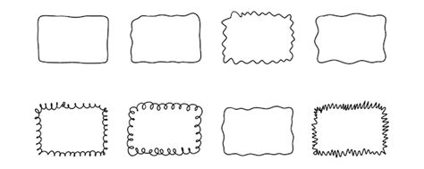 Premium Vector Hand Drawn Rectangle Frame Set Doodle Wavy Curve