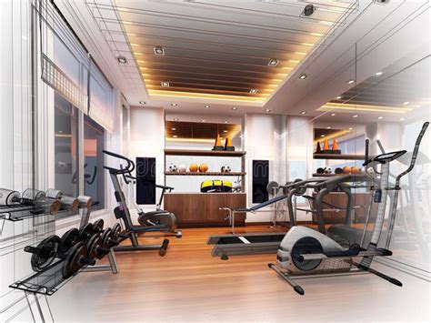 Abstract Sketch Design of Interior Fitness Room Stock Image - Image of ...