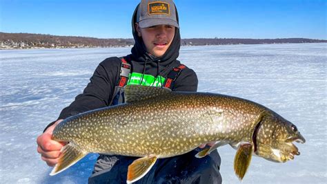 ICE FISHING For Lake Trout In WISCONSIN INSANE YouTube