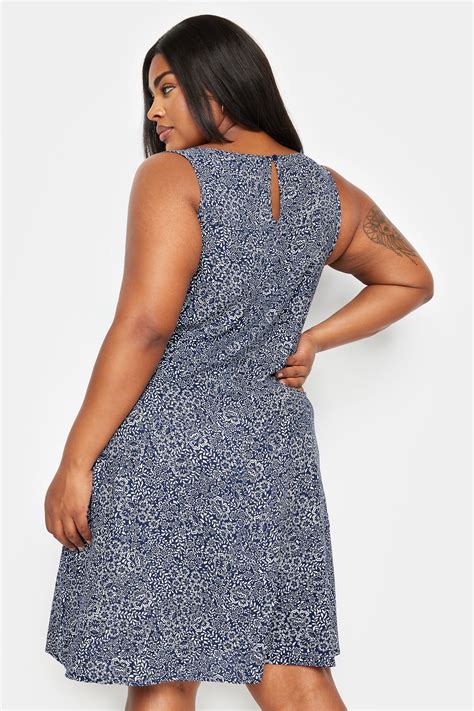 Yours Plus Size Navy Blue Paisley Print Swing Dress Yours Clothing